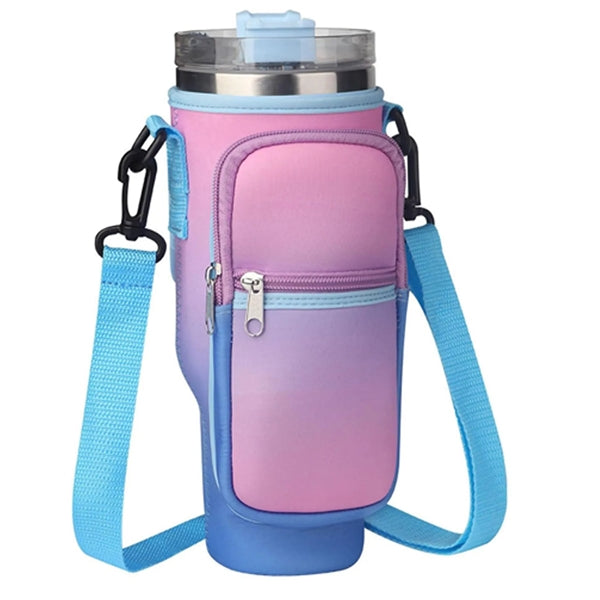 Water Bottle Carrier Bag Phone Pocket 40oz Tumbler Pouch
