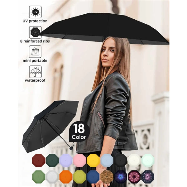 6 Ribs Mini Folding Compact Umbrella with Case