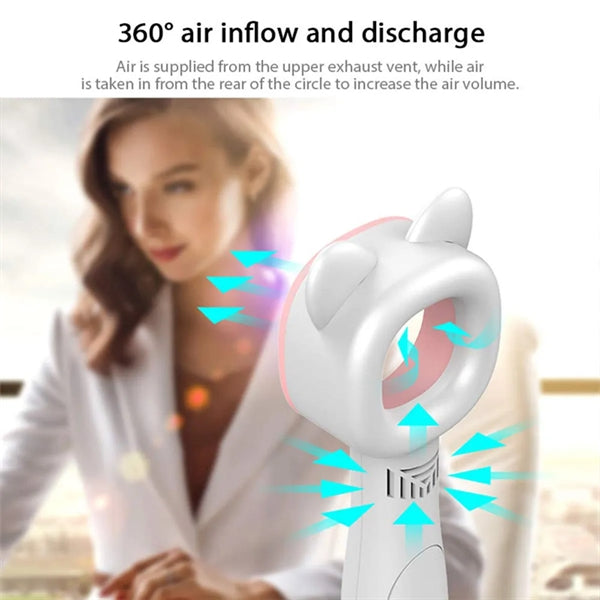 Cute Cat Rechargeable Leafless Fan