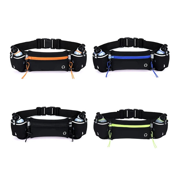 Reflective Adjustable Fanny Pack with 2 Water Bottles