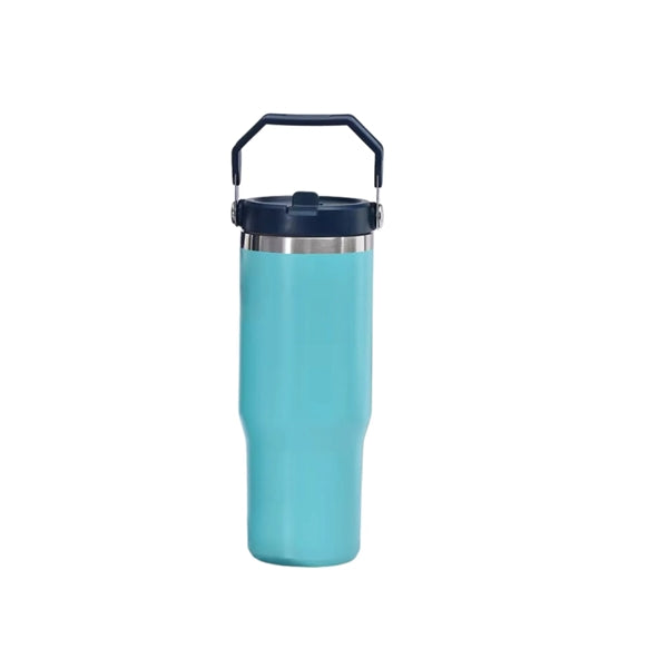 Straw Handle Stainless Steel Tumbler