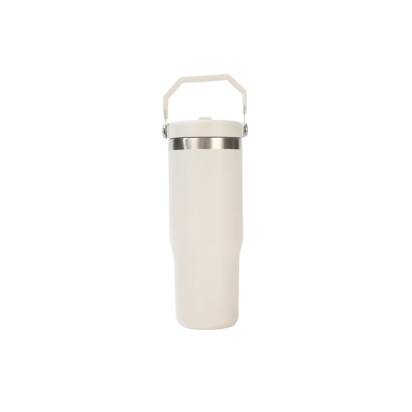 Straw Handle Stainless Steel Tumbler
