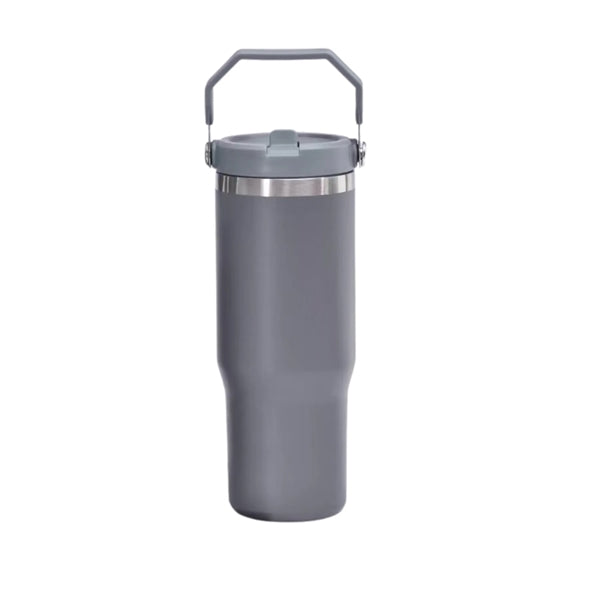 Straw Handle Stainless Steel Tumbler