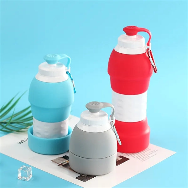 20oz Food Grade Silicone Folding Water Bottle
