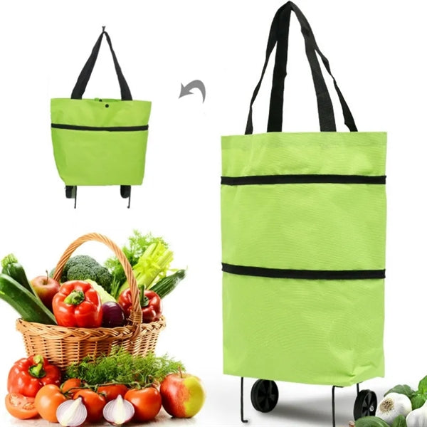 Folding Shopping Bag Collapsible Trolley with Wheels