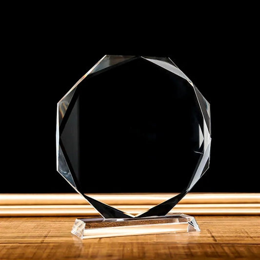 Octagonal crystal trophy