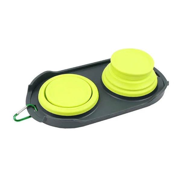 Pets Double Bowl Collapsible Travel Feeder