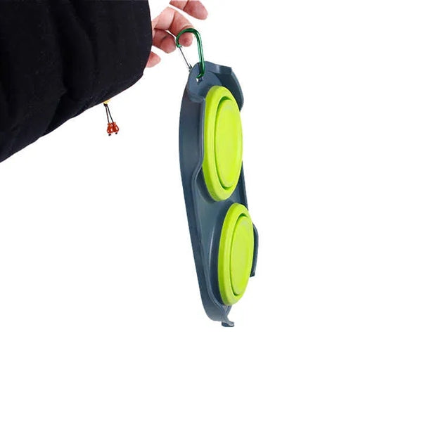 Pets Double Bowl Collapsible Travel Feeder