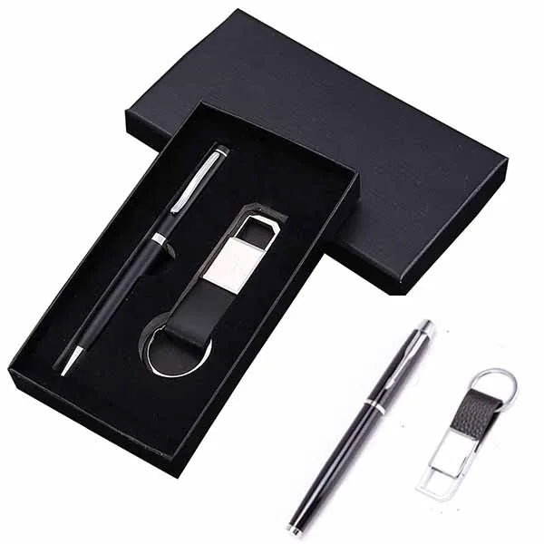 Leather Keychain Pen Gift Box Set Exquisite Business Suit