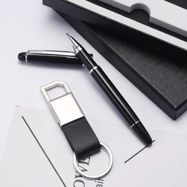 Leather Keychain Pen Gift Box Set Exquisite Business Suit