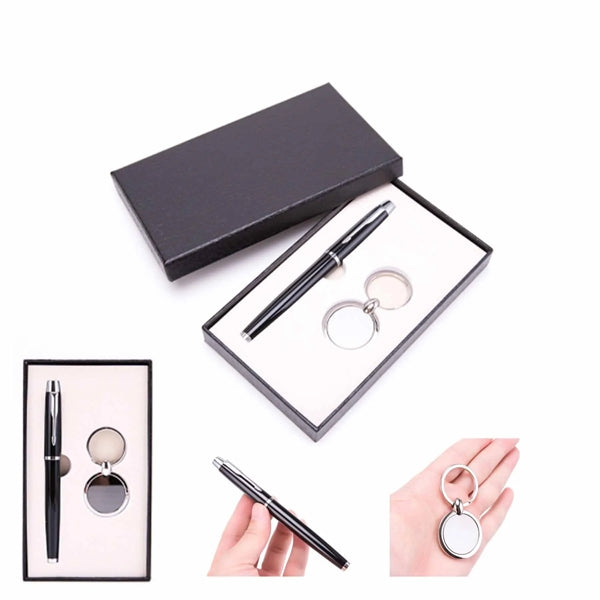 Business Signature Pen Stainless Steel Keychain Set