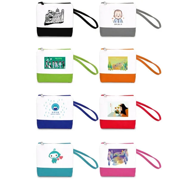 Zippered Canvas Coin Pouch with Wrist Strap