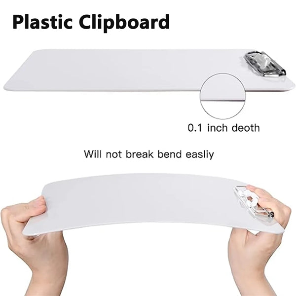 White Clipboard with Pen Holder and Low Profile Clip