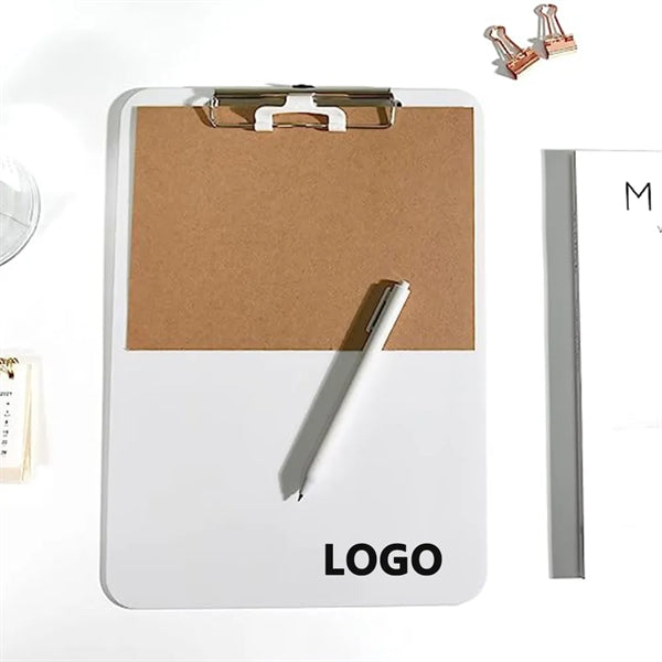 White Clipboard with Pen Holder and Low Profile Clip