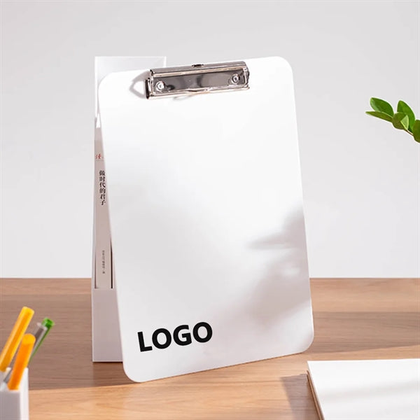 White Clipboard with Pen Holder and Low Profile Clip