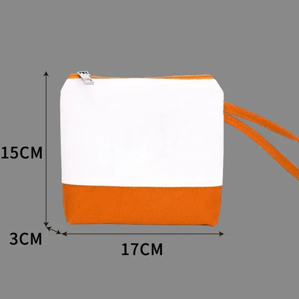 Zippered Canvas Coin Pouch with Wrist Strap