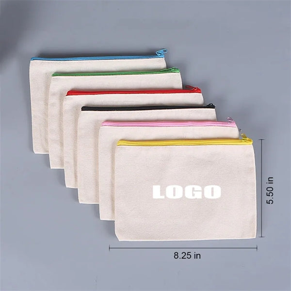 Canvas Cosmetic Bags Zipper Pencil Cases