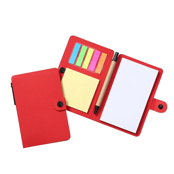 Snap Button Sticky Note Pad With Pen