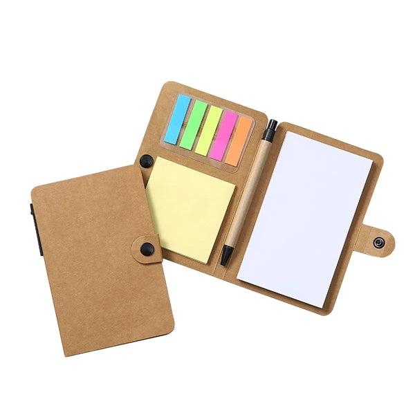 Snap Button Sticky Note Pad With Pen