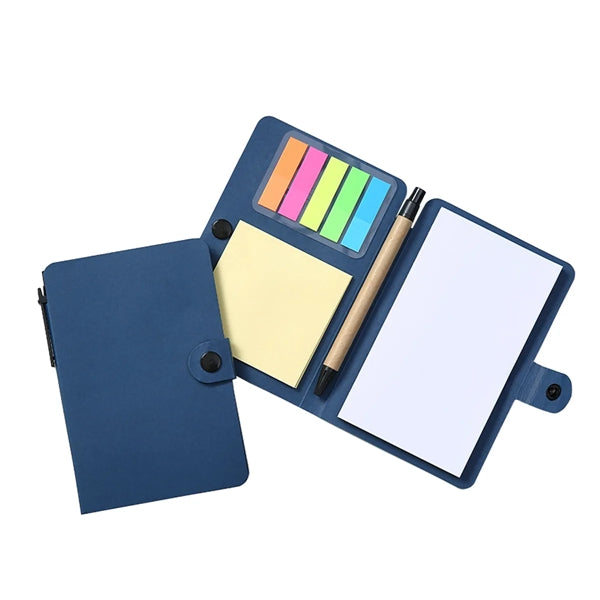 Snap Button Sticky Note Pad With Pen