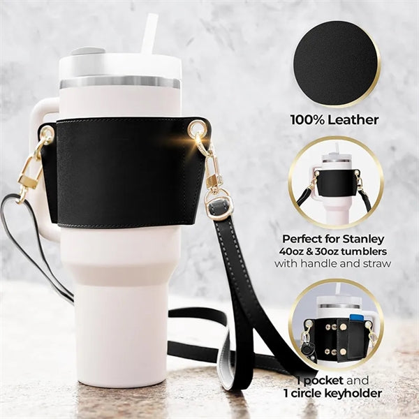 PU Leather Water Bottle Handle Shoulder Strap