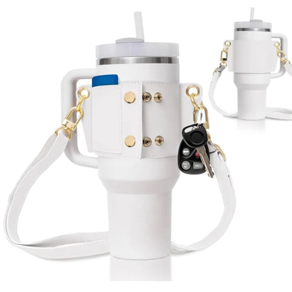 PU Leather Water Bottle Handle Shoulder Strap