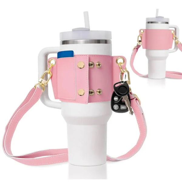PU Leather Water Bottle Handle Shoulder Strap