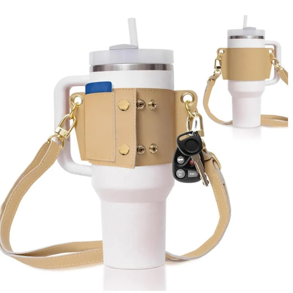 PU Leather Water Bottle Handle Shoulder Strap