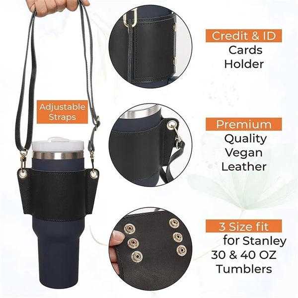 PU Leather Water Bottle Handle Shoulder Strap