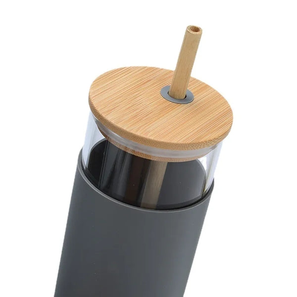 16 OZ Bamboo Lid Tumbler Glass Water Bottle