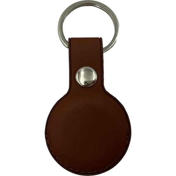 Leather Tag Holder w/ Snap Button & Keyring Custom Logo