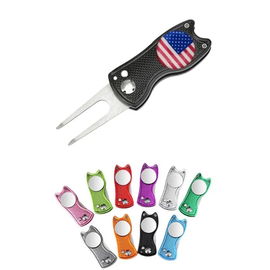 Foldable Golf Divot Repair Tool with Ball Marker