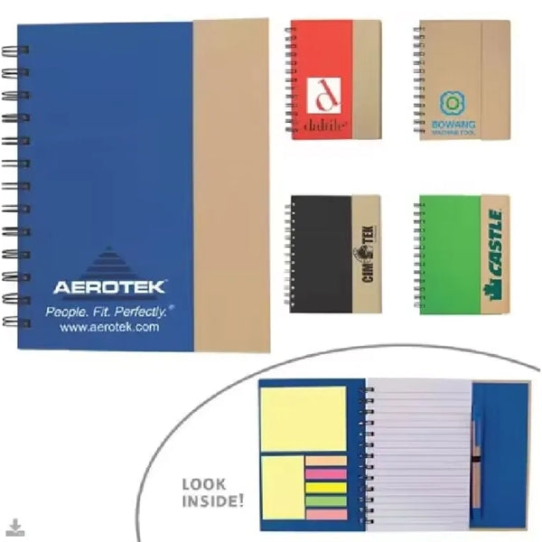 Eco-Recycled Magnetic Journal with Sticky Notes and Flags