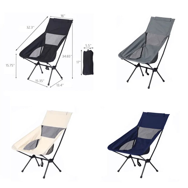 Folding High Back Camping Chair with Head Support