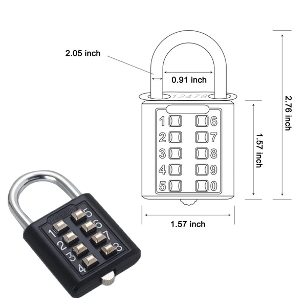 Durable 8 Digit Combination Padlock