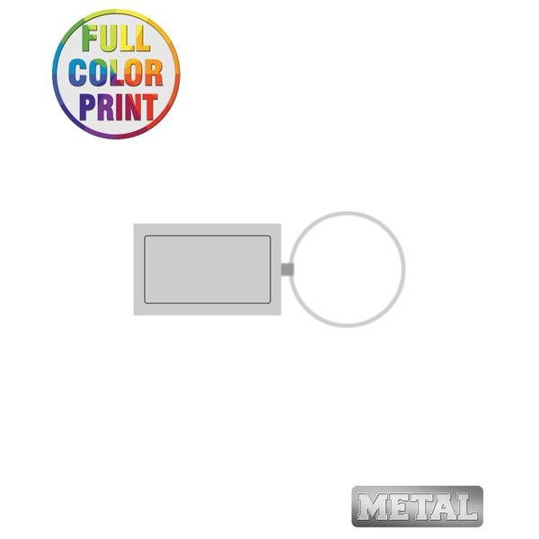 Rectangle Shaped Metal Keychain-Full Color Dome