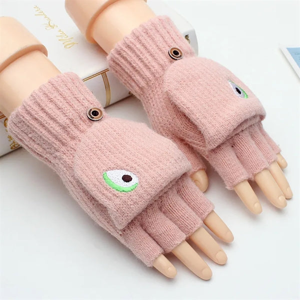 Half Finger And Fleece Touch Screen Gloves