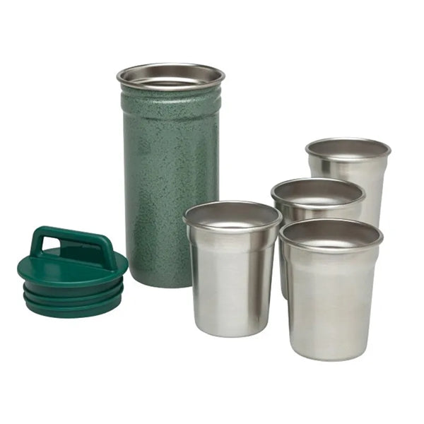 Stainless Steel Shot Glass And Flask Gift Set