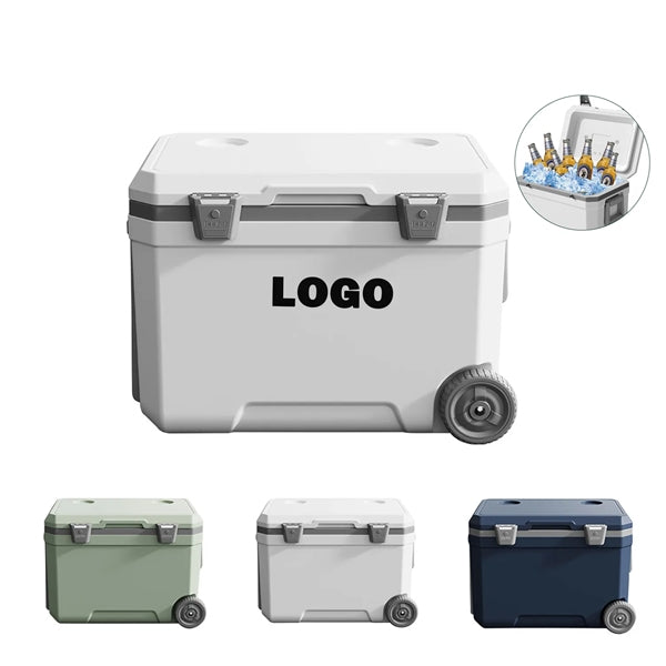 Portable Cooler Insulated Ice Chest with Wheels and Handles