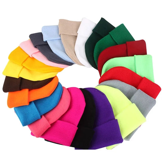 Winter knit pullover hat Candy colored