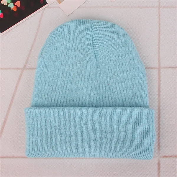 Winter knit pullover hat Candy colored