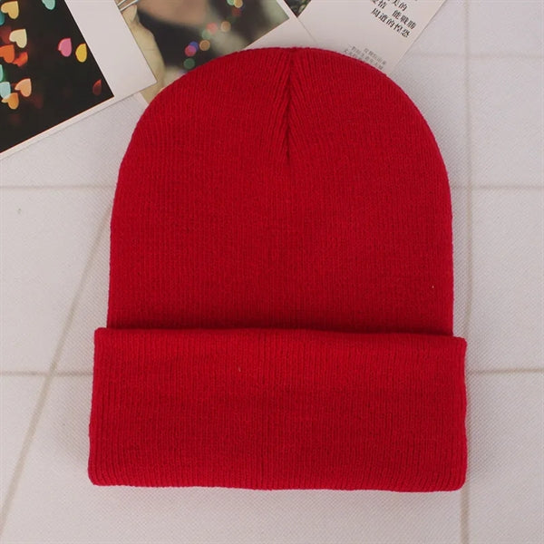 Winter knit pullover hat Candy colored