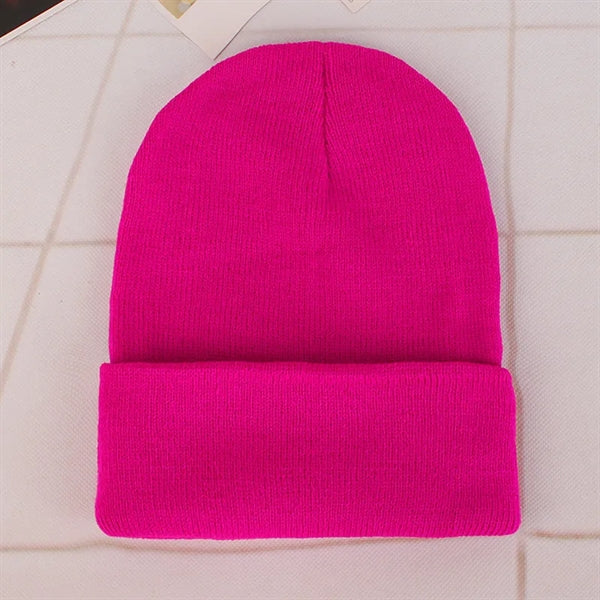 Winter knit pullover hat Candy colored