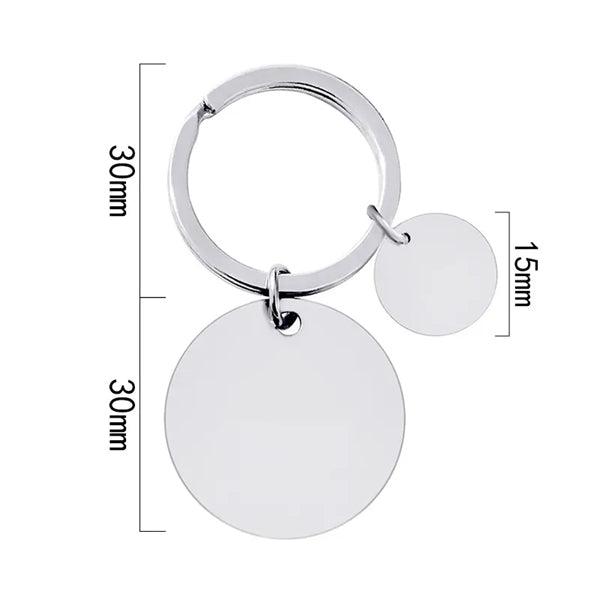 Metal Stainless Keychain Round Shape Pendant Key Tag