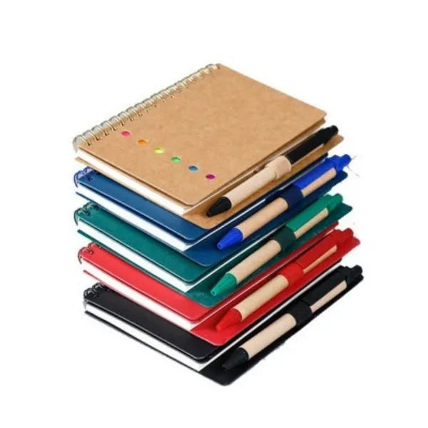 Spiral Notebook With Sticky Notes and Pen