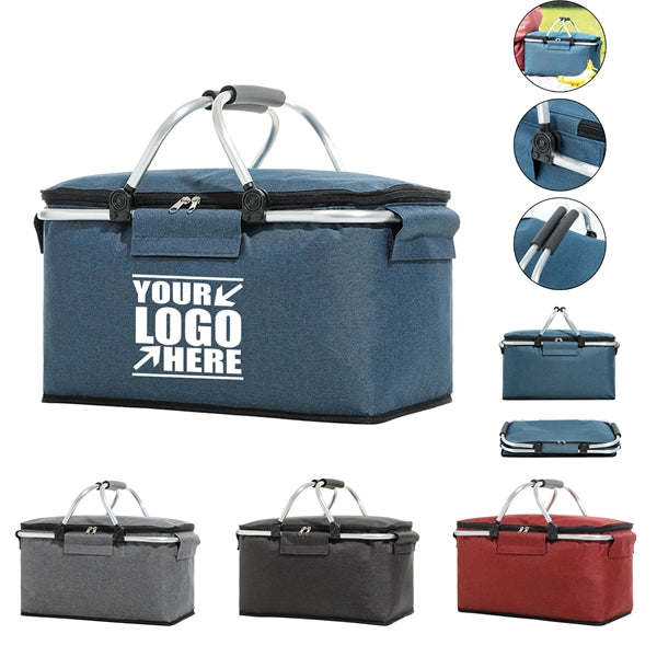 Portable Collapsible Insulated Picnic Basket W/ Hand