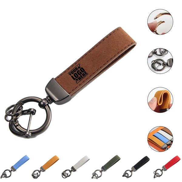 Suede Durable Leather Keychain W/Belt Loop Clip