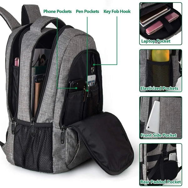 Large Travel Laptop Backpack with USB Charging Port