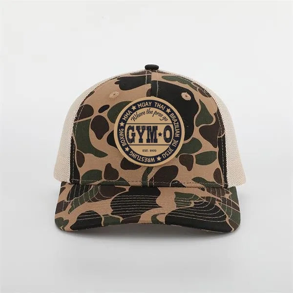 Leather Patch Camo Trucker Caps