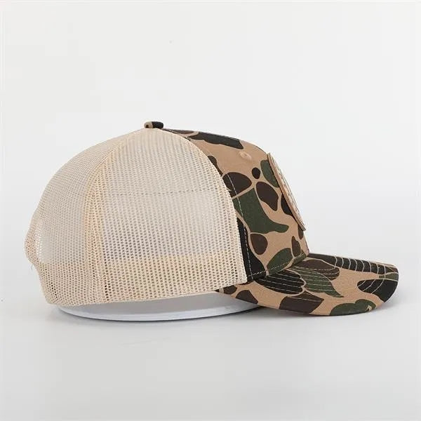 Leather Patch Camo Trucker Caps